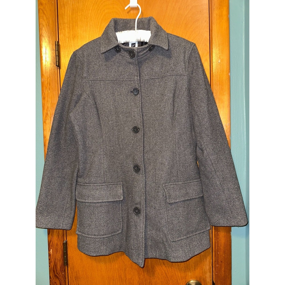 GAP Medium Womens Gray Wool Blend Pea Coat‎